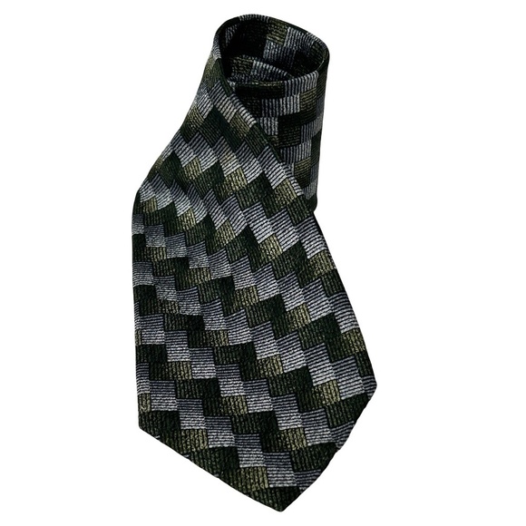 Ermenegildo Zegna Luxury Necktie Tie Vintage 100% Silk Ombre Cubed Pattern EUC - Picture 7 of 10